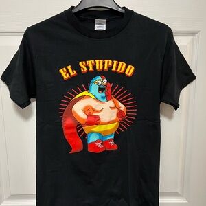 Family Guy Peter Griffen El Stupido Black Graphic Tee | Size SM